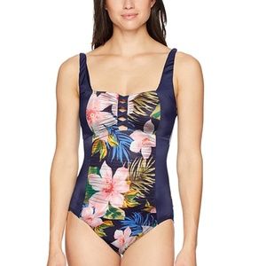 COASTAL BLUE Control One Piece Swimsuit Tropical